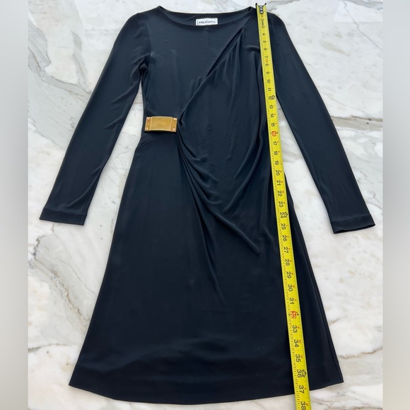EMILIO PUCCI BLACK FAUX WRAP GOLD BUCKLE DRESS MODEL 36RH41 SIZE IT 40 / US 6 - Picture 13 of 17
